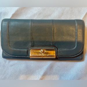 Coach blue leather fold over wallet